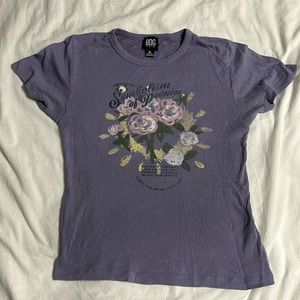 Baby-Tee from BDG, dark lavender, floral design